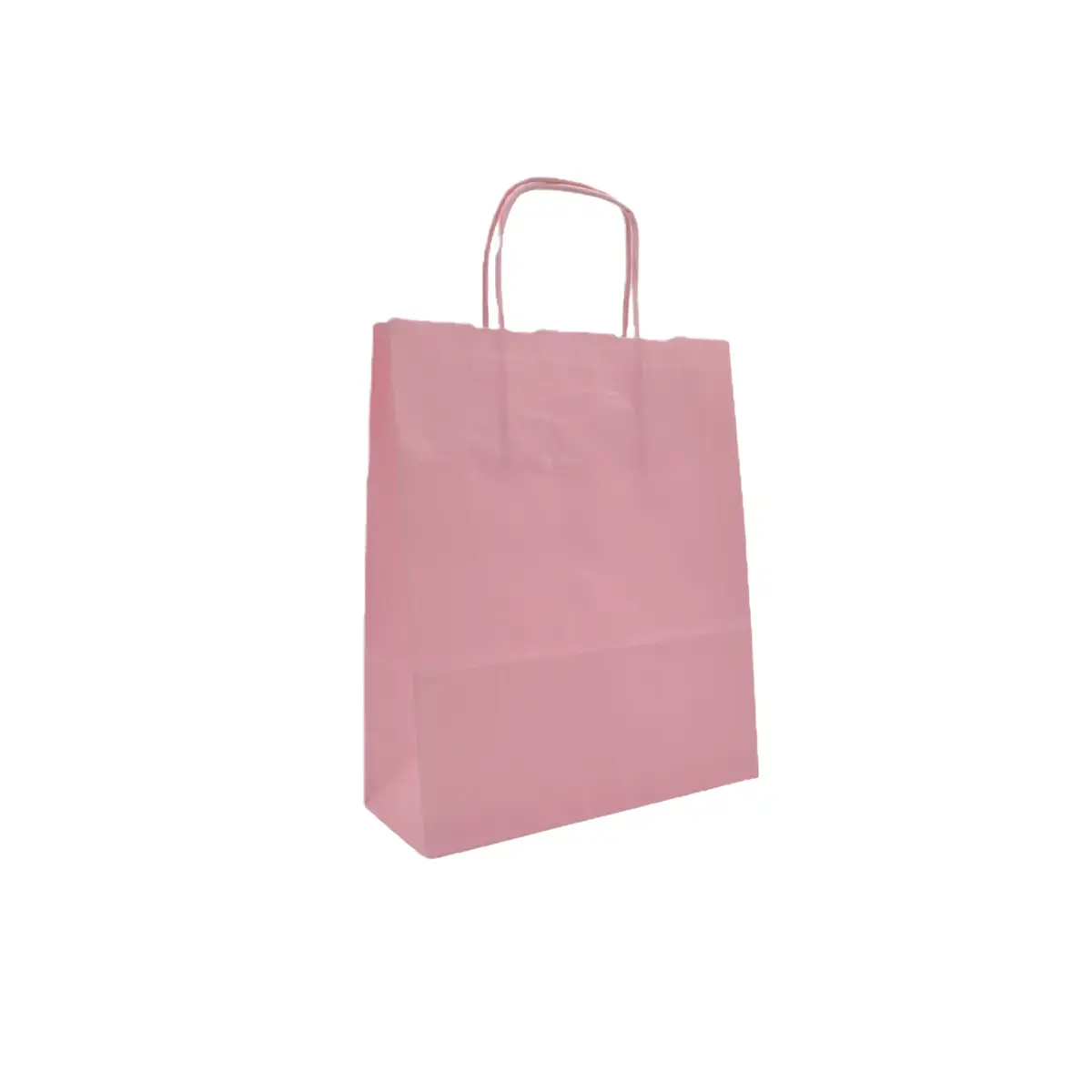Sac kraft rose poudré poignées torsadées 24 x 12 x 31 cm 100g/m² – Sac papier rose - Carton de 100 - Sacs kraft couleur poignées torsadées