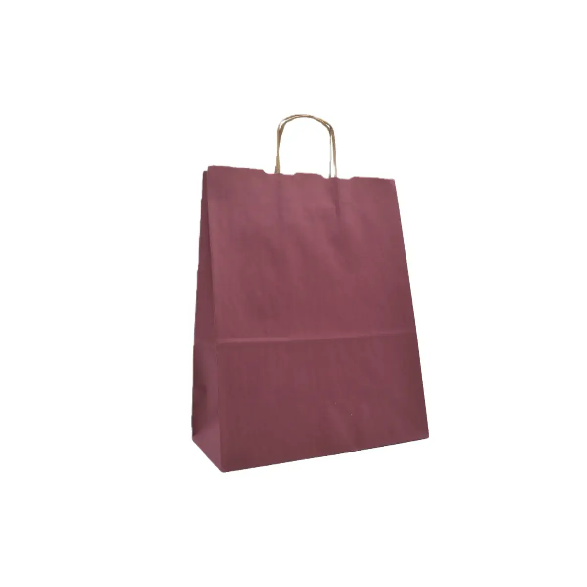 Sac kraft aubergine poignées torsadées 24 x 12 x 31 cm 100g/m² - Paquet de 100 - Sacs kraft couleur poignées torsadées