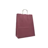 Sac kraft aubergine poignées torsadées 24 x 12 x 31 cm 100g/m² - Paquet de 100 - Sacs kraft couleur poignées torsadées