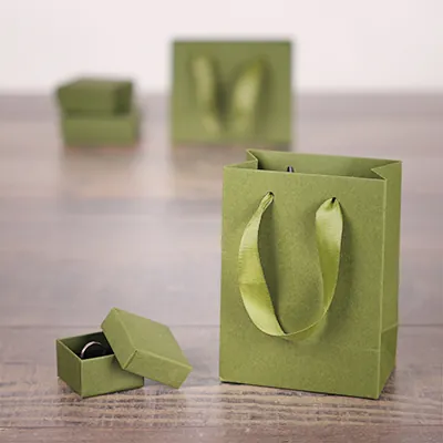 Écrin bijoux papier 5x5x3cm vert olive - boîte bijoux - Écrins à bijoux, Coffrets à bijoux-4