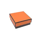 Boîte à bijoux carton 7,5 x 7,5 x 3,5 cm orange liseré noir – écrin bijoux carton – Lot de 20