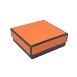 Boîte à bijoux carton 9 x 9 x 3,5 cm orange liseré noir – écrin bijoux carton – Lot de 20