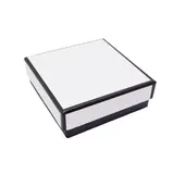 Boîte à bijoux carton 9 x 9 x 3,5 cm blanc liseré noir – écrin bijoux carton – Lot de 20