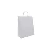 Sac kraft blanc poignées torsadées 24 x 10 x 31 cm 100g/m² - Paquet de 100 - Sacs kraft blanc poignées torsadées