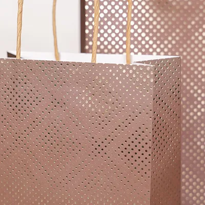 Sac cadeau kraft poignées torsadées marron à pois or 24 + 10 x 31 cm - Paquet de 20 - Sacs kraft luxe-3