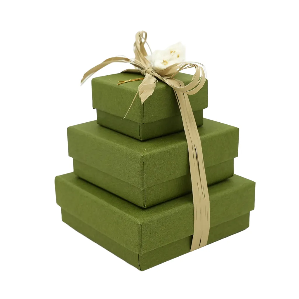 Écrin bijoux papier 7,5x7,5x3,5cm vert olive - boîte bijoux - Écrins à bijoux, Coffrets à bijoux-4
