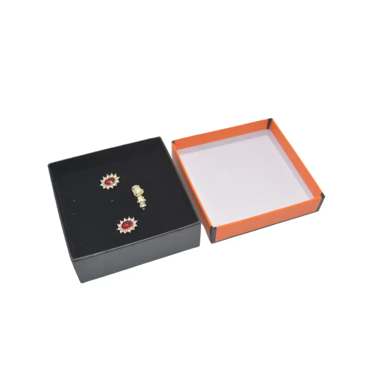 Boîte à bijoux carton 7,5 x 7,5 x 3,5 cm orange liseré noir – écrin bijoux carton – Lot de 20 - Écrins à bijoux, Coffrets à bijoux-3