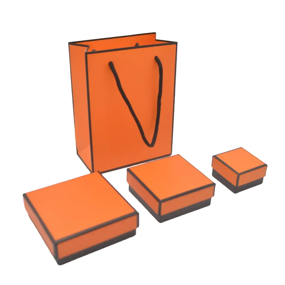 Boîte à bijoux carton 7,5 x 7,5 x 3,5 cm orange liseré noir – écrin bijoux carton – Lot de 20 - Écrins à bijoux, Coffrets à bijoux-4