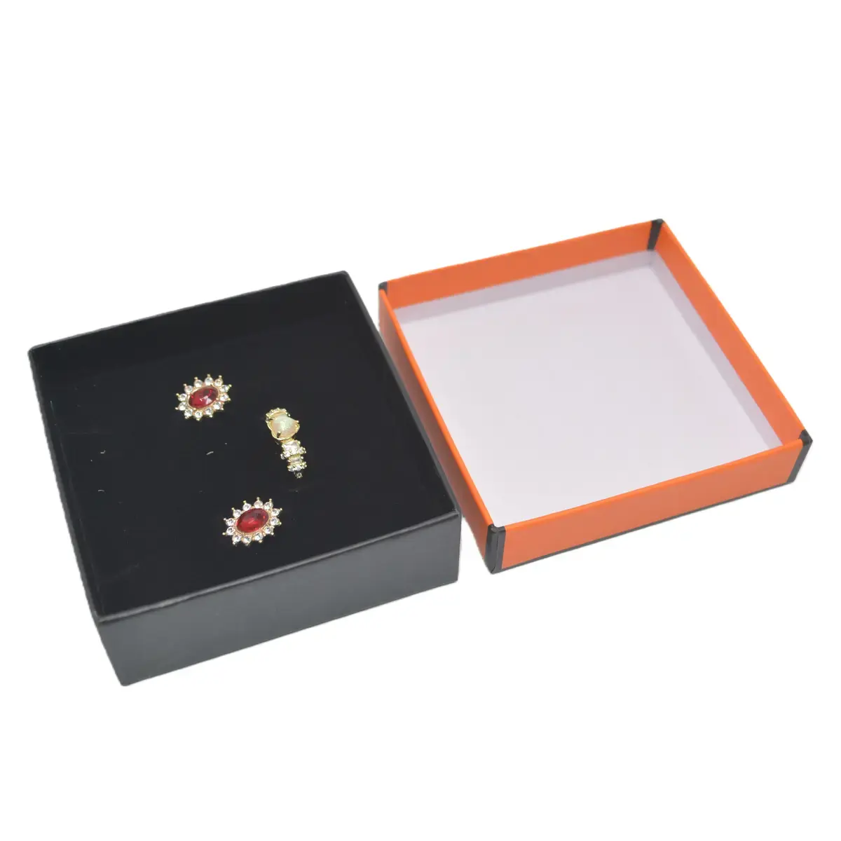 Boîte à bijoux carton 9 x 9 x 3,5 cm orange liseré noir – écrin bijoux carton – Lot de 20 - Écrins à bijoux, Coffrets à bijoux-3