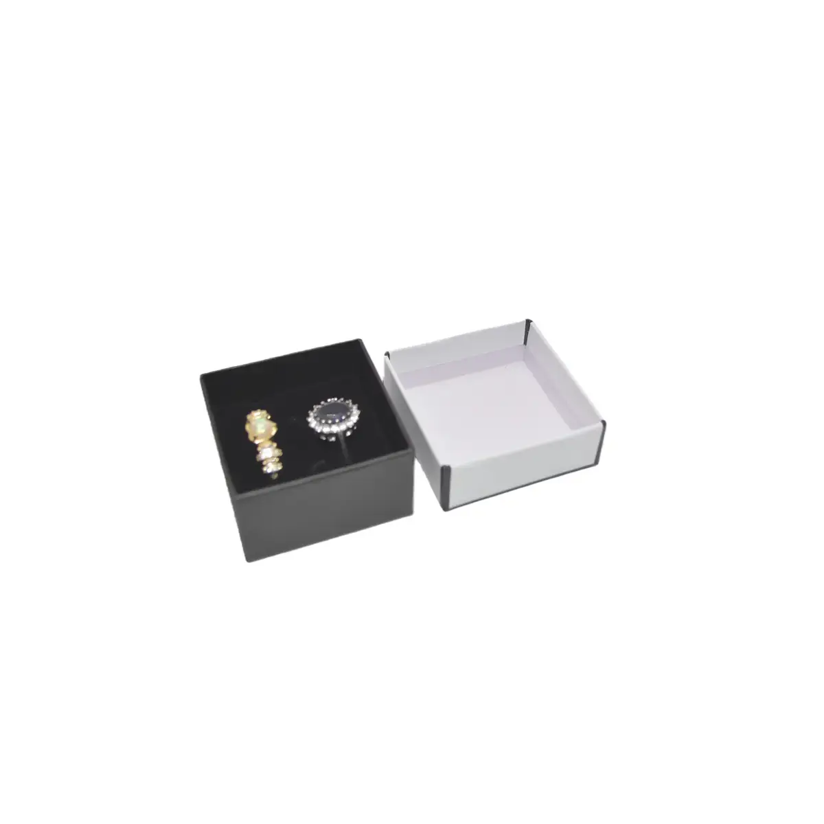 Boîte à bijoux carton 5 x 5 x 3 cm blanc liseré noir – écrin bijoux carton – Lot de 20 - Écrins à bijoux, Coffrets à bijoux-2