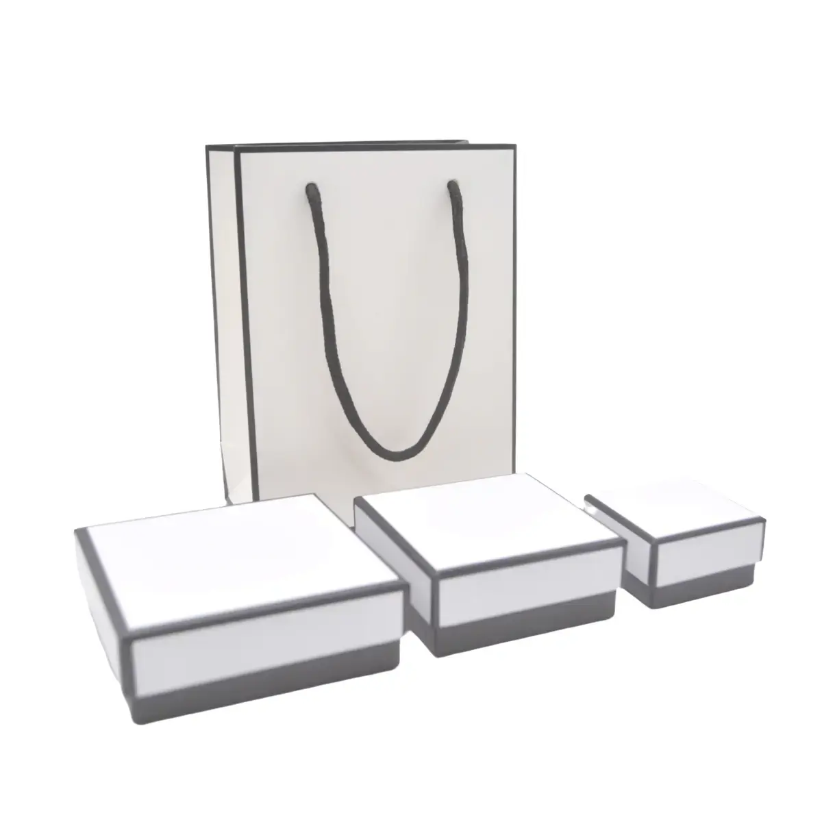 Boîte à bijoux carton 5 x 5 x 3 cm blanc liseré noir – écrin bijoux carton – Lot de 20 - Écrins à bijoux, Coffrets à bijoux-4