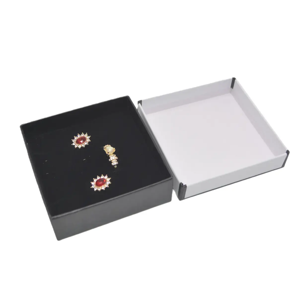 Boîte à bijoux carton 9 x 9 x 3,5 cm blanc liseré noir – écrin bijoux carton – Lot de 20 - Écrins à bijoux, Coffrets à bijoux-2