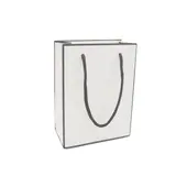 Sac papier pelliculé blanc à liseré noir L 12 x P 6 x H 16 cm – 230 g/m² – Paquet de 20 - Sacs pelliculés poignées cordelette