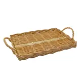 Plateau rectangulaire en osier avec poignées 32 x 22 x 3 cm - Plateau de service en osier - Plateaux à garnir