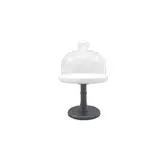 Cloche à gâteau en verre sur pied céramique ø 17,5 x H 26 cm - Présentoir gâteau sur pied - Blanc / Noir - Cloches à gâteaux, Présentoirs gâteaux