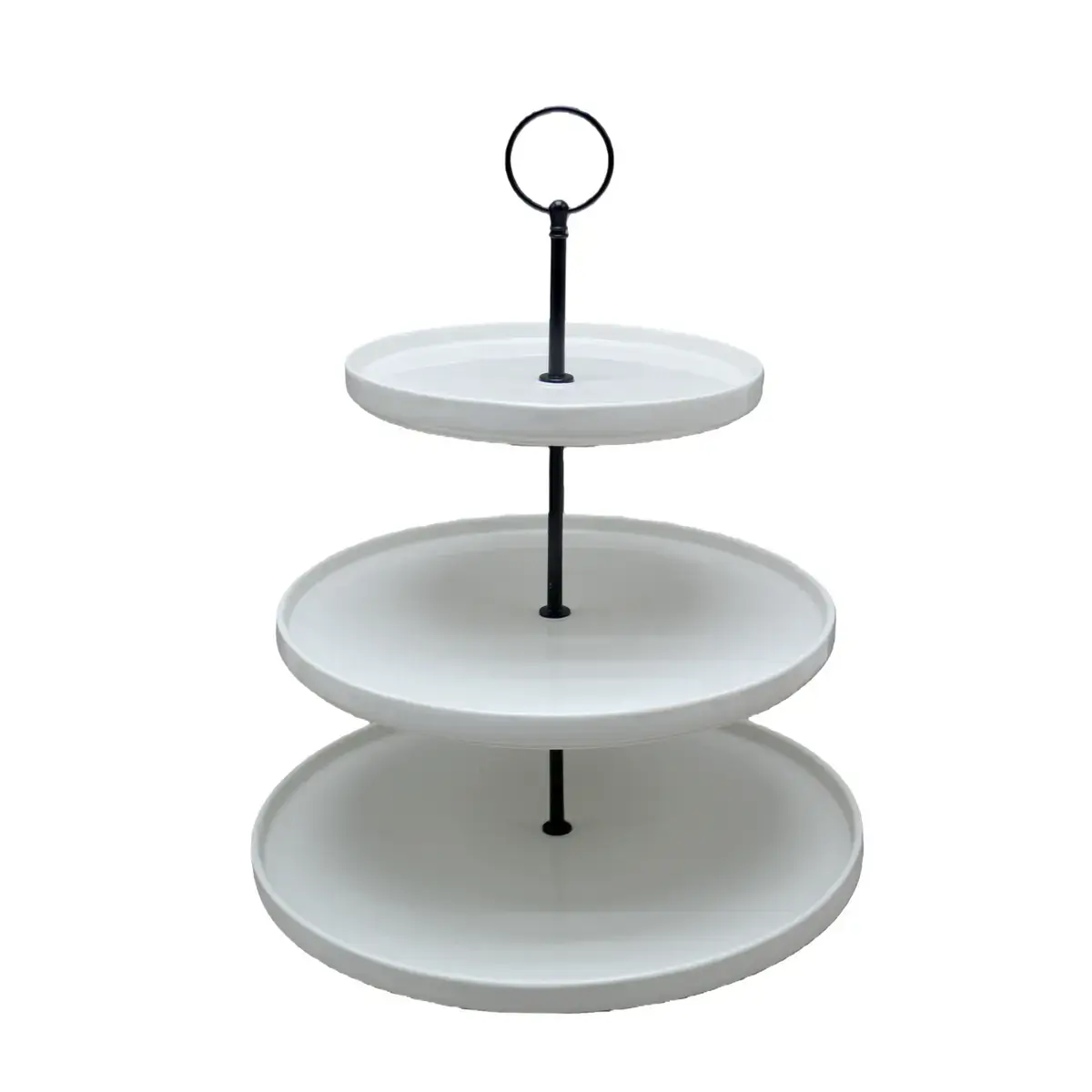 Présentoir à gâteaux 3 niveaux en céramique ø 28 / 24 / 17,5 x H 32 cm – Serviteur à gâteaux - Blanc - Cloches à gâteaux, Présentoirs gâteaux