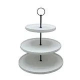 Présentoir à gâteaux 3 niveaux en céramique ø 28 / 24 / 17,5 x H 32 cm – Serviteur à gâteaux - Blanc - Cloches à gâteaux, Présentoirs gâteaux