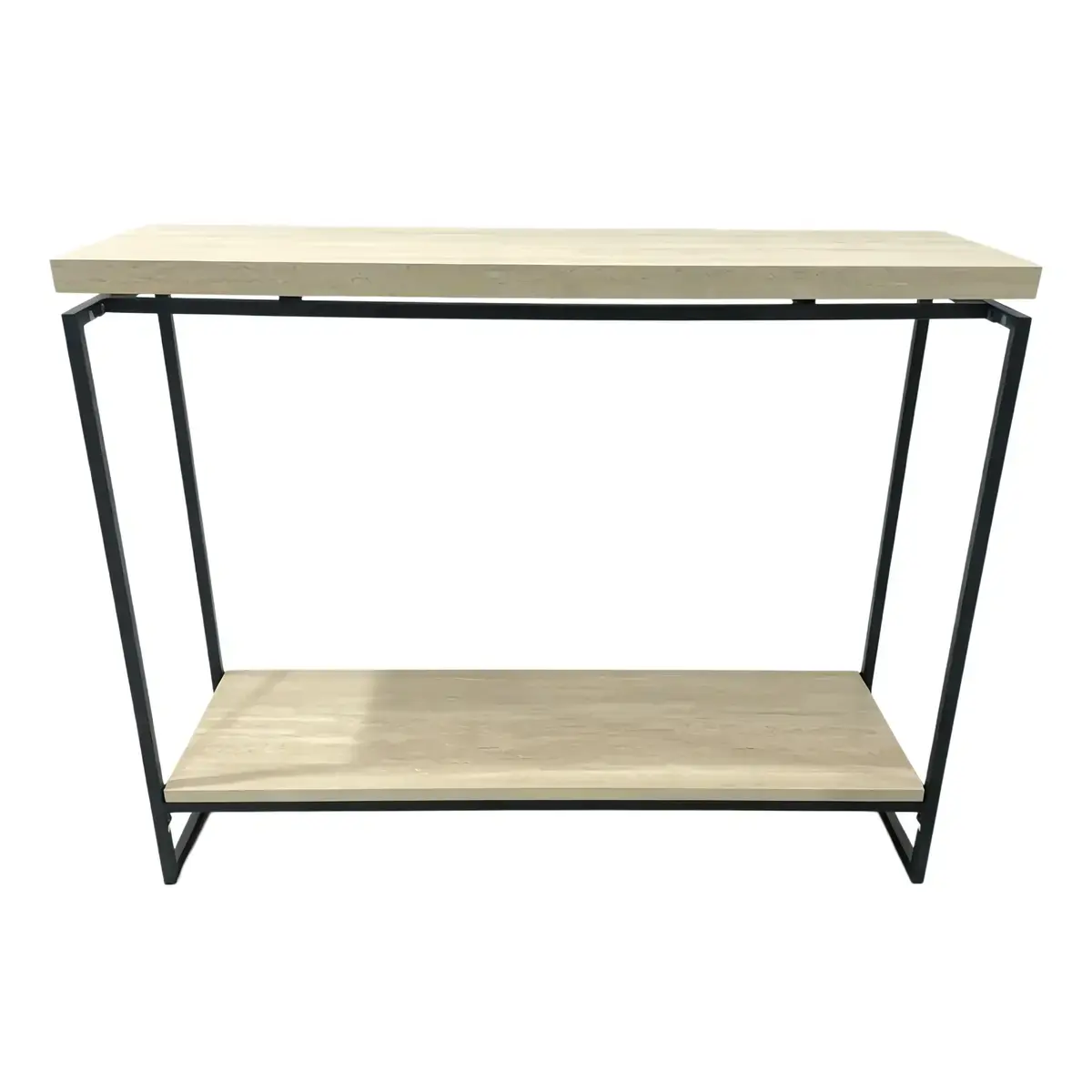 Table de présentation 2 plateaux effet travertin 100 x 30 x 80 cm – Table d’appoint 2 plateaux bois et métal - Tables de présentation, Sellettes