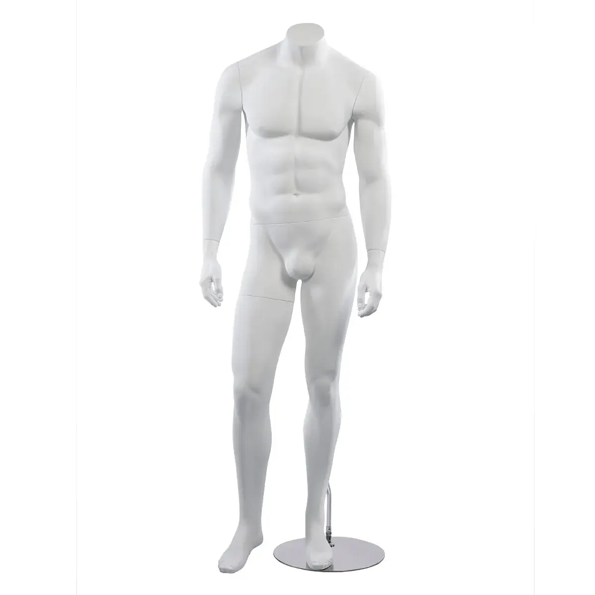 Mannequin homme, sans tête, bras le long du corps H 170 cm Fibre de verre - Blanc   - Mannequins sans tête