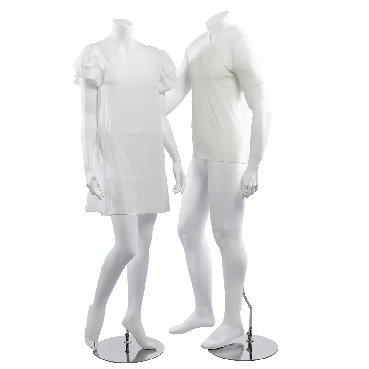 Mannequin homme, sans tête, bras le long du corps H 170 cm Fibre de verre - Blanc   - Mannequins sans tête-5