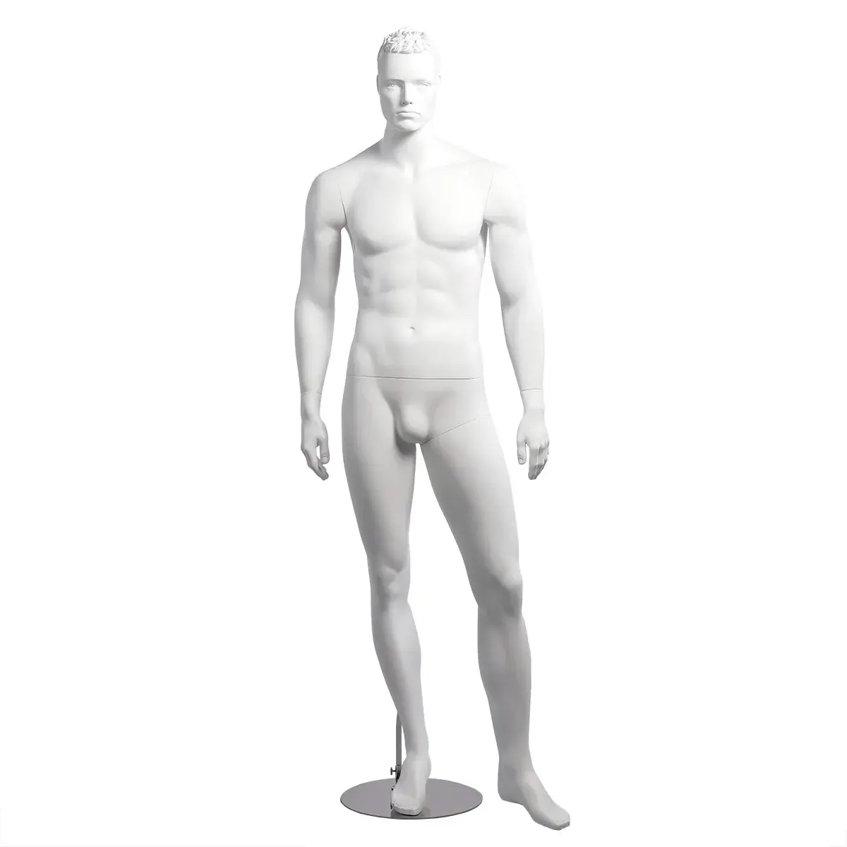 Mannequin homme, cheveux sculptés, bras le long du corps H 186 cm Fibre de verre - Blanc  - Mannequins hommes