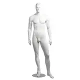 Mannequin homme, cheveux sculptés, bras le long du corps H 186 cm Fibre de verre - Blanc  - Mannequins cheveux sculptés