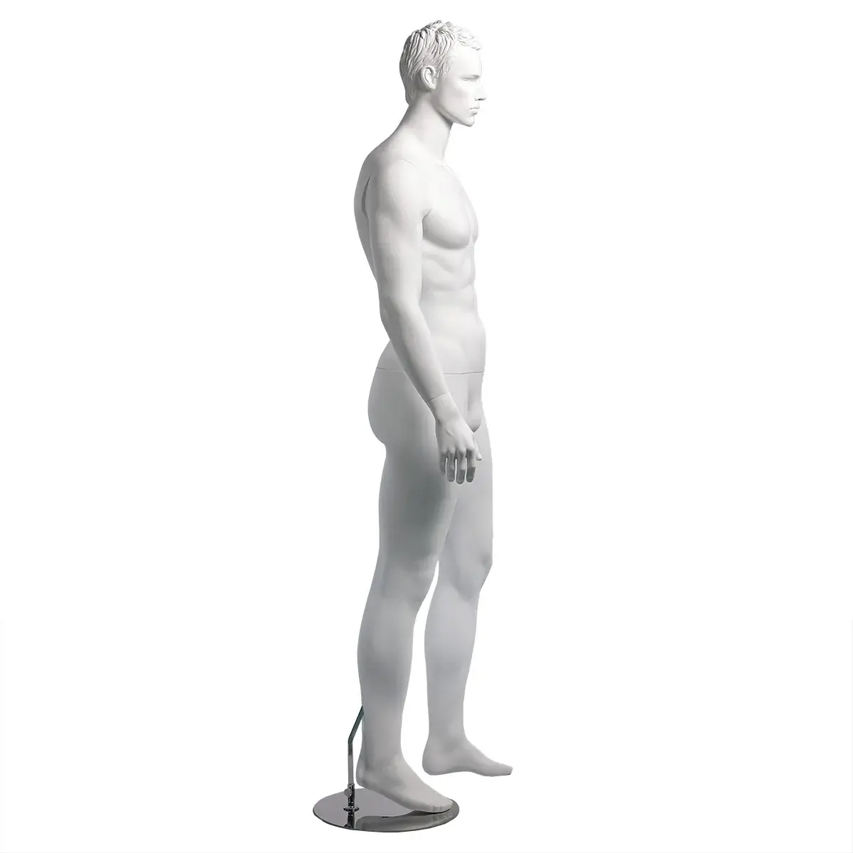 Mannequin homme, cheveux sculptés, bras le long du corps H 186 cm Fibre de verre - Blanc  - Mannequins hommes-2