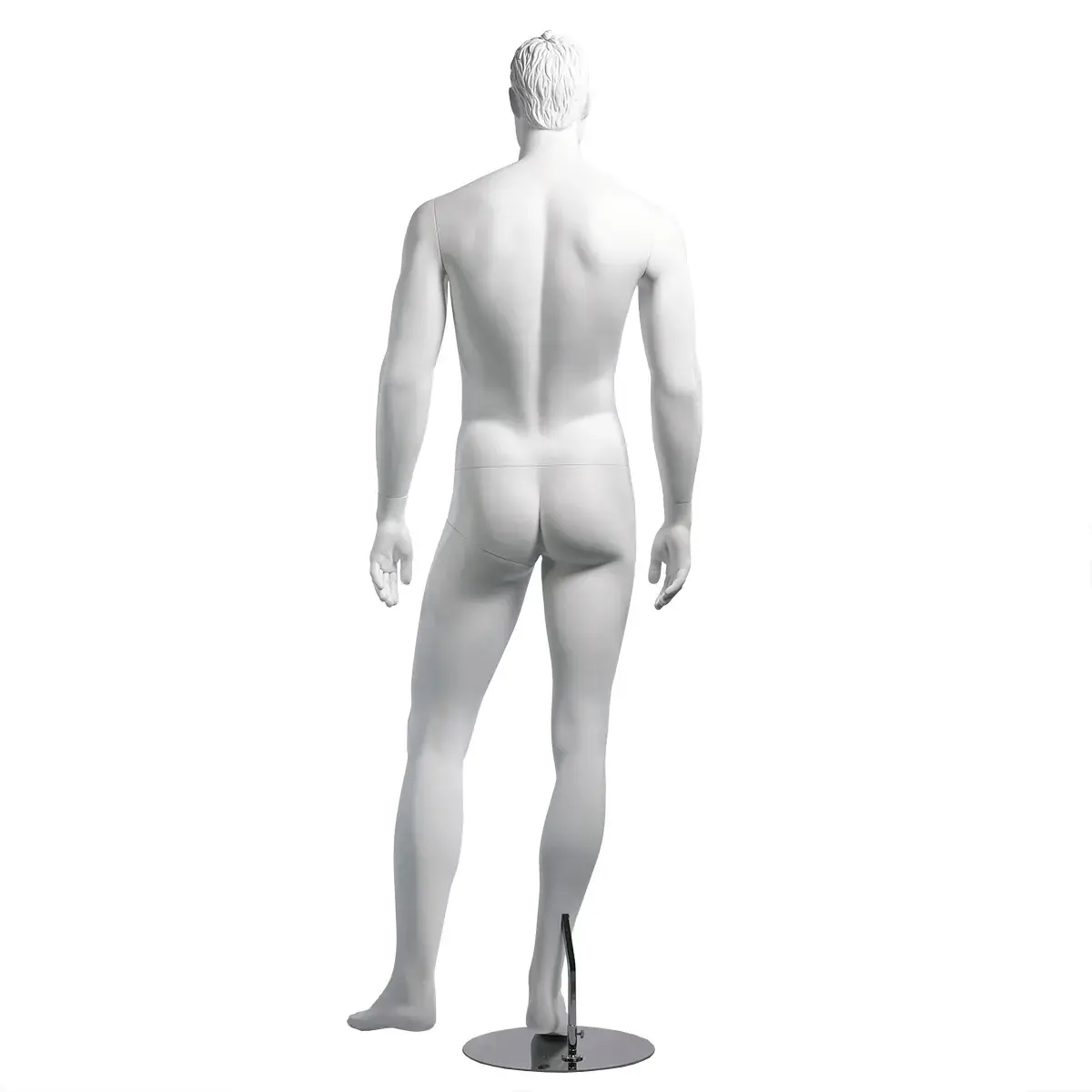 Mannequin homme, cheveux sculptés, bras le long du corps H 186 cm Fibre de verre - Blanc  - Mannequins hommes-3