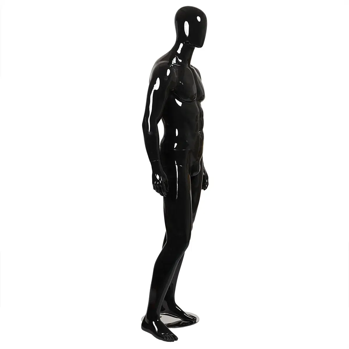 Mannequin homme, finition laquée, bras le long du corps H 186 cm Fibre de verre - Noir - Mannequins abstraits-2