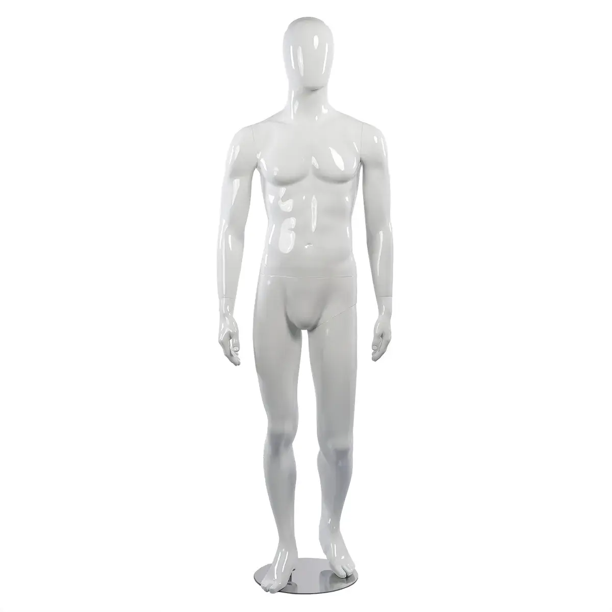 Mannequin homme, finition laquée, bras le long du corps H 186 cm Fibre de verre - Blanc - Mannequins hommes