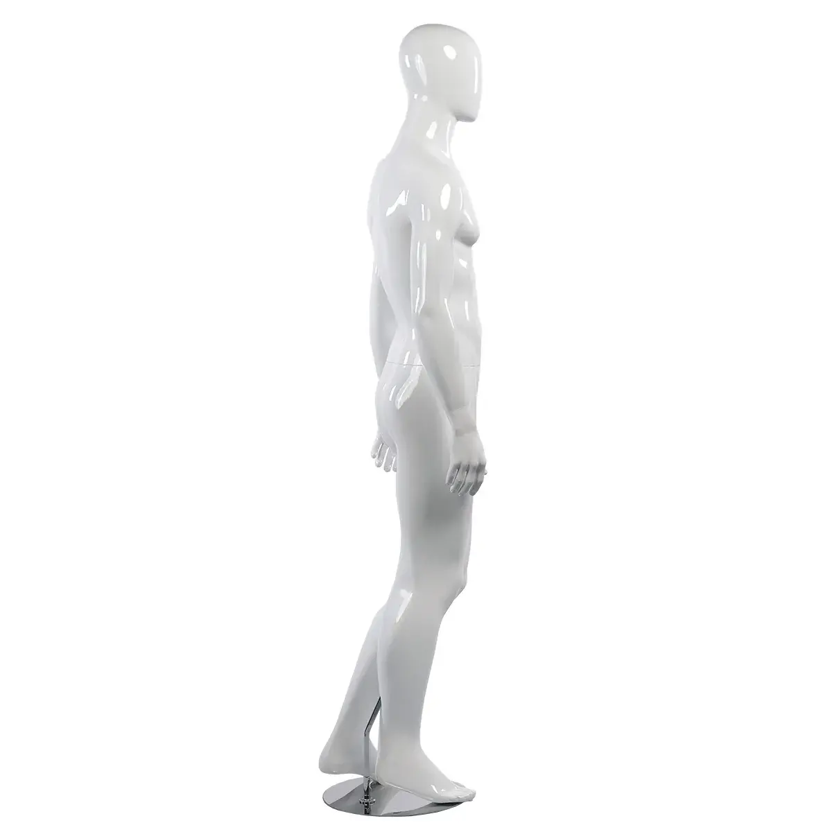 Mannequin homme, finition laquée, bras le long du corps H 186 cm Fibre de verre - Blanc - Mannequins abstraits-2