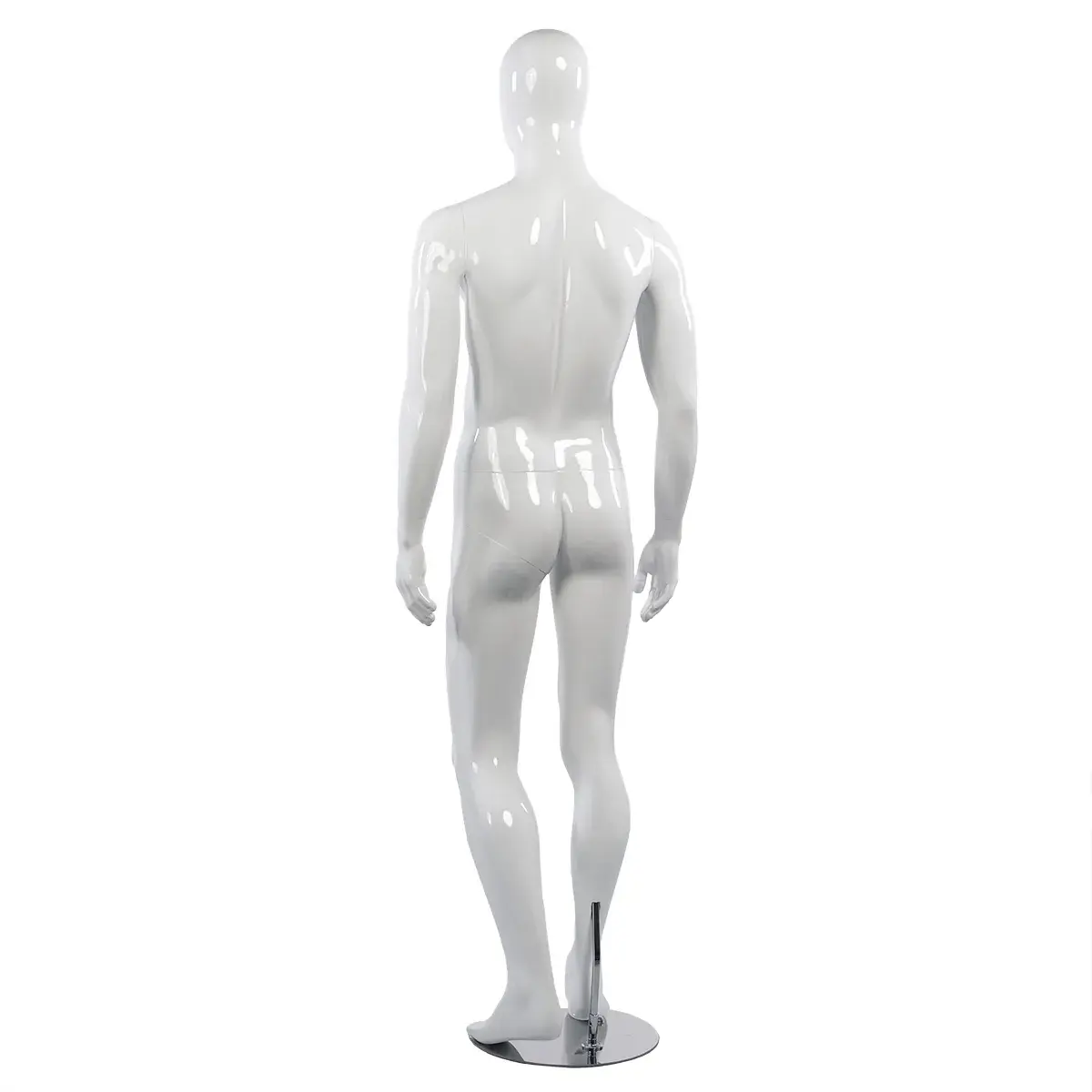 Mannequin homme, finition laquée, bras le long du corps H 186 cm Fibre de verre - Blanc - Mannequins abstraits-3
