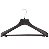 Cintre noir plastique épaules larges avec barre et crochets 42 cm - Lot de 5 - Cintres plastique