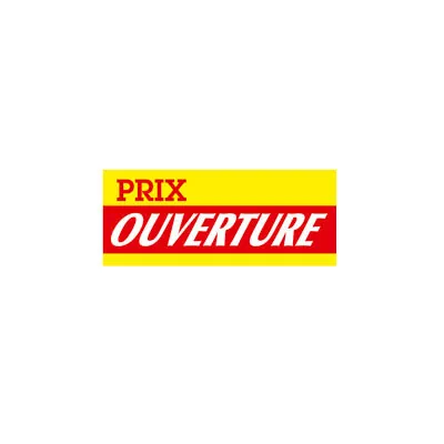 Affiche promo ouverture Prix Ouverture 68 × 28 cm rouge / jaune - Affiches Soldes, Panneau soldes