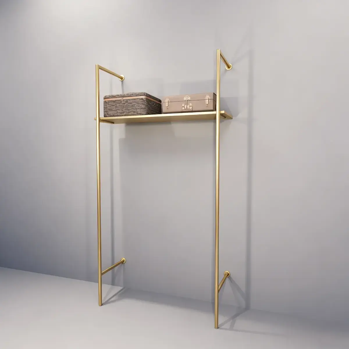 Montant déporté mural pour système d’agencement magasin – Or – H 240 cm – P 36,5 cm - Ligne Square 25 or-2