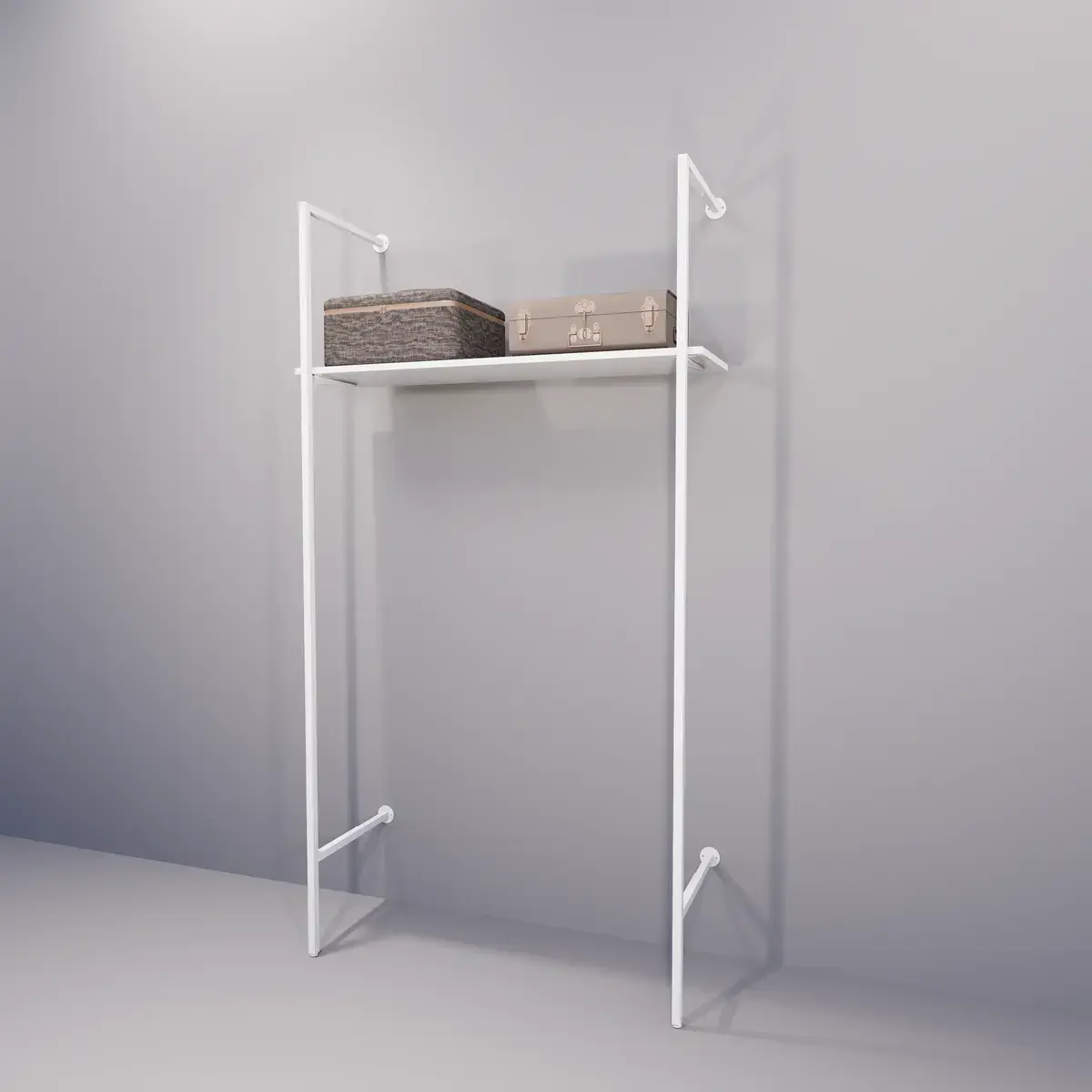 Montant déporté mural pour système d’agencement magasin – Blanc – H 240 cm P 36,5 cm - Ligne Square 25 blanc-2