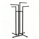 Portant multi bras 4 bras décalés H 130 à 180 cm métal - Portant vêtement multi bras - Noir sablé - Portants à vêtements multibras