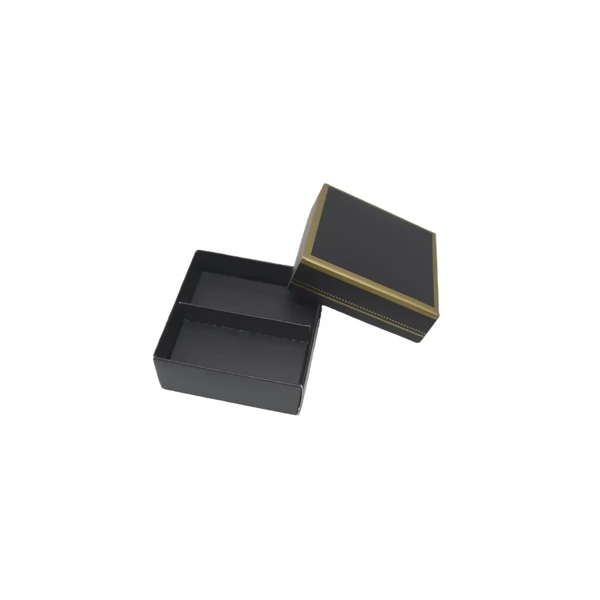 Coffret carton carré pour chocolats 2 rangées 6 x 6 x 3 cm carton 300 g/m² - Noir avec liseré doré - Paquet de 10 - Ballotins chocolats vides