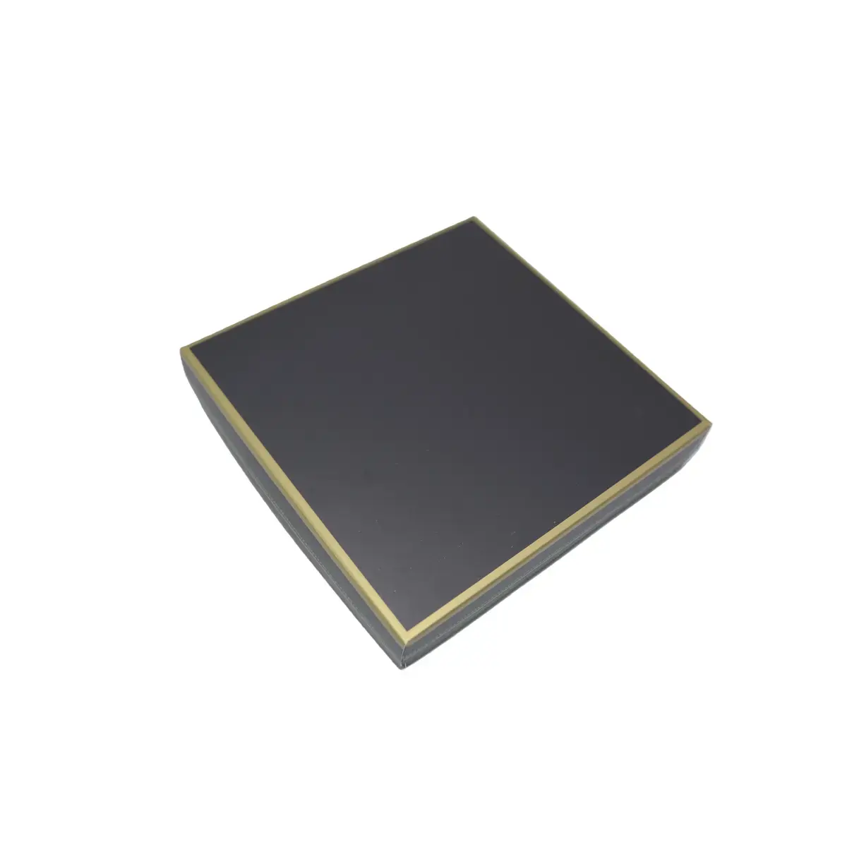 Coffret carton carré pour chocolats 5 rangées 15 x 15 x 3 cm carton 300 g/m² - Noir avec liseré doré - Paquet de 10 - Ballotins chocolats vides-2