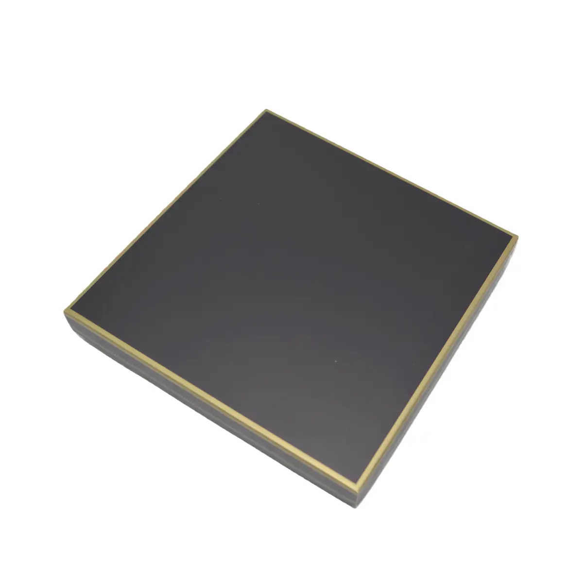 Coffret carton carré pour chocolats 5 rangées 18 x 18 x 3 cm carton 300 g/m² - Noir avec liseré doré - Paquet de 10 - Ballotins chocolats vides-2