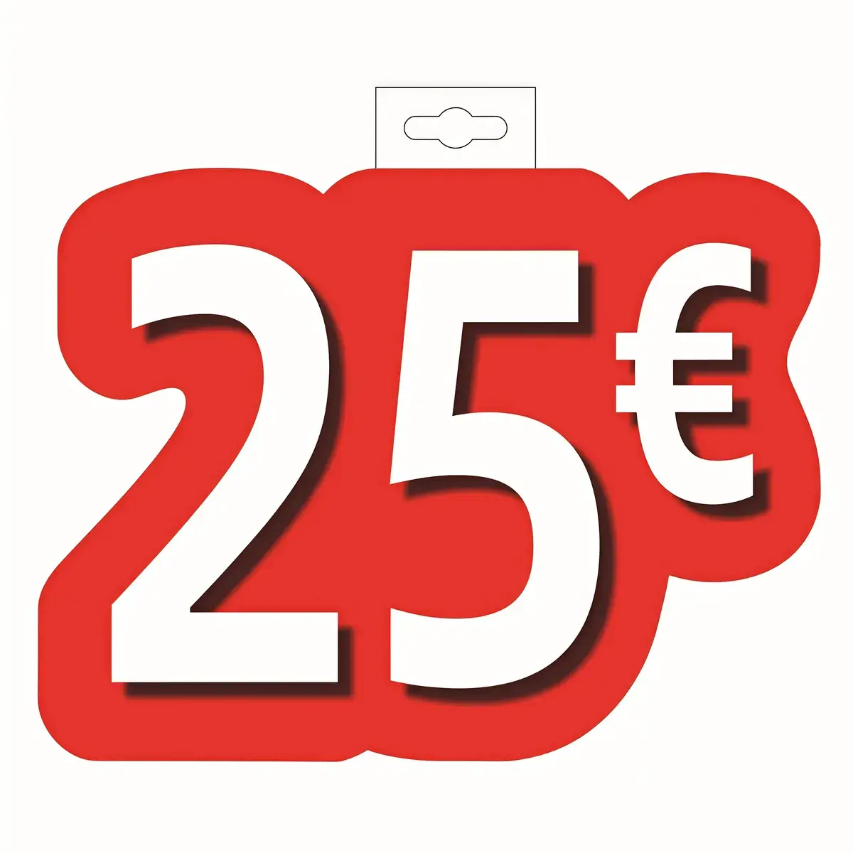 Affiche prix 25€ cartonnée Rouge / Blanc 28 x 21,5 cm - Affiche promo - Affiches Promo, Affiches prix
