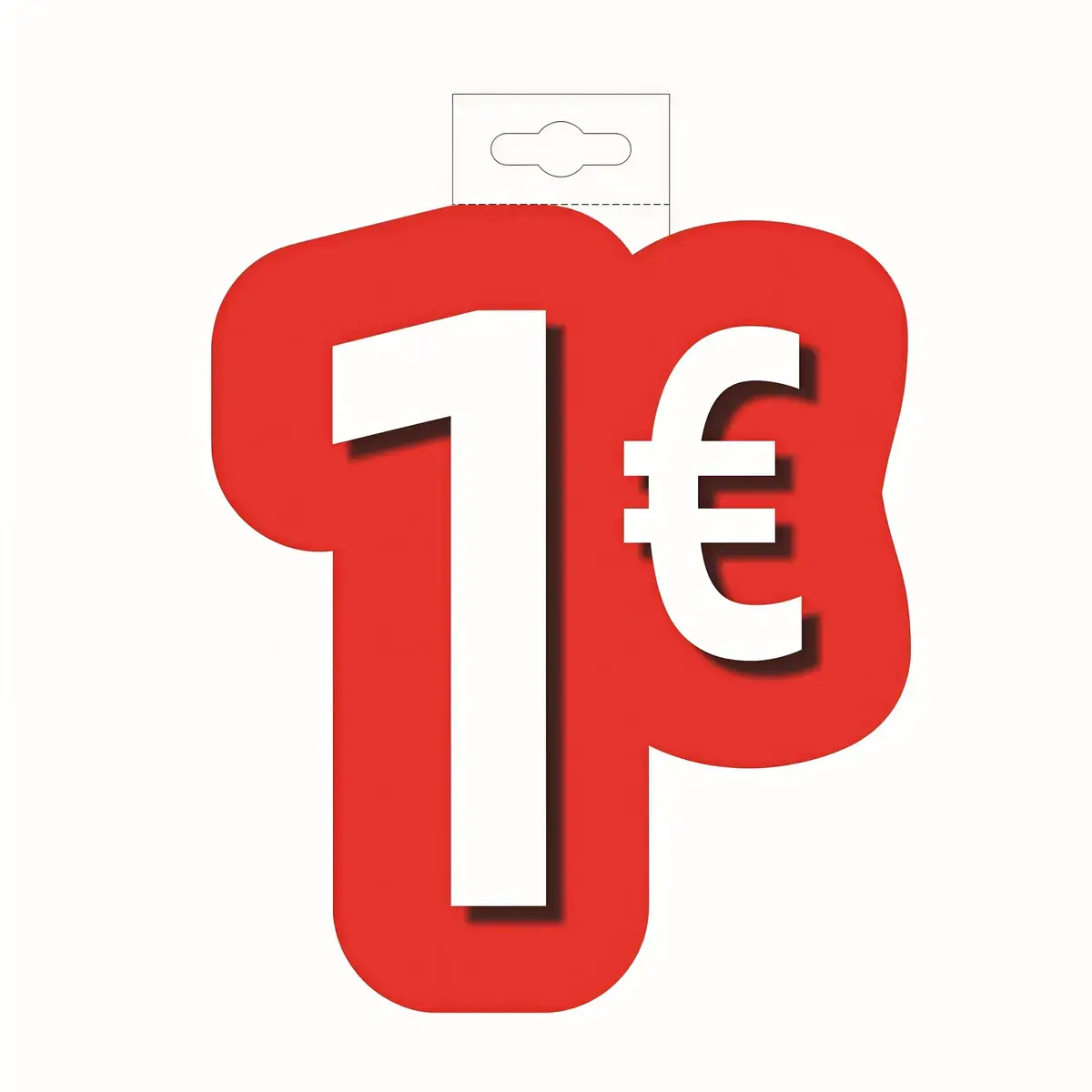 Affiche prix 1€ cartonnée Rouge / Blanc 28 x 21,5 cm - Affiche promo - Affiches Promo, Affiches prix