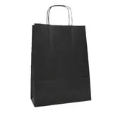 Sac kraft noir poignées torsadées 35 + 14 x 45 cm intérieur blanc – Paquet de 100 - Sacs kraft couleur poignées torsadées