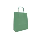 Sac kraft vert tilleul poignées torsadées 24 + 12 x 31 cm intérieur blanc – Paquet de 100 - Sacs kraft couleur poignées torsadées