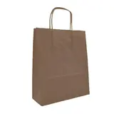 Sac kraft marron chocolat poignées torsadées 35 + 14 x 45 cm intérieur blanc – Paquet de 100 - Sacs kraft couleur poignées torsadées