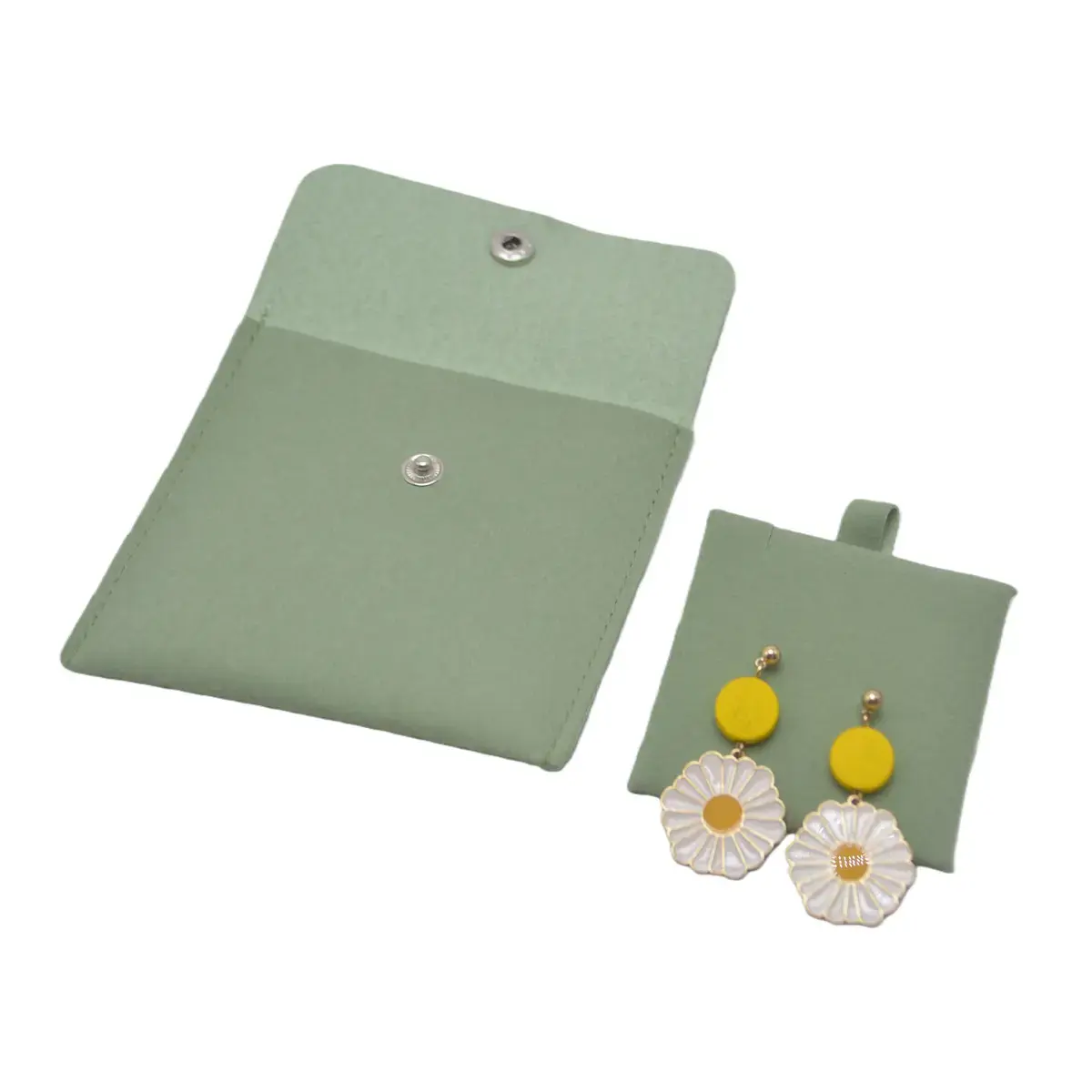 Support d'insertion rigide pour pochette bijoux suédine 6 x 6 cm - Vert – Paquet de 20 - Pochettes bijoux, Support bijoux-5