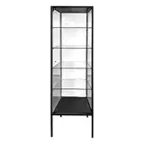 Vitrine colonne métal noir 4 tablettes verre 40 x 40 x 181 cm – Vitrine d’exposition - Vitrine exposition magasin - Vitrine Métal
