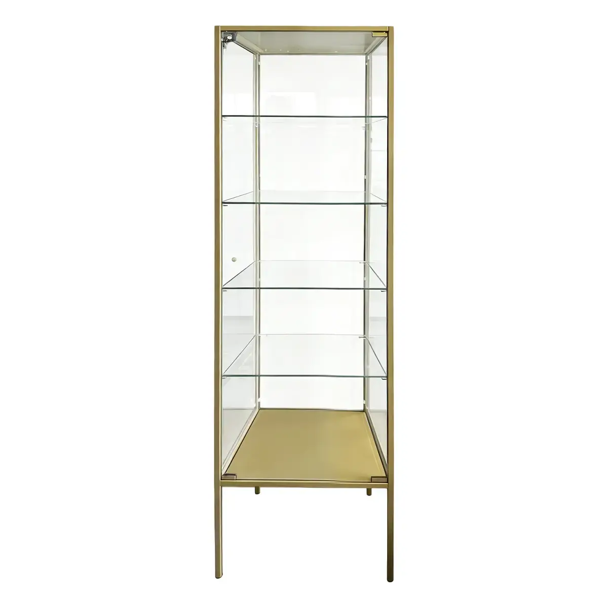 Vitrine colonne métal doré 4 tablettes verre 40 x 40 x 181 cm – Vitrine d’exposition - Vitrine exposition magasin - Vitrine Métal