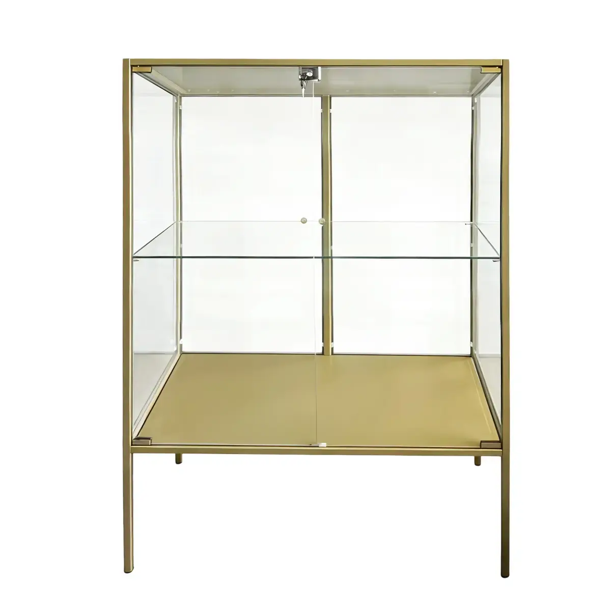 Vitrine d'exposition métal doré 1 tablette verre 80 x 40 x 105 cm – Meuble vitrine - Meuble vitrine exposition magasin - Vitrine Métal