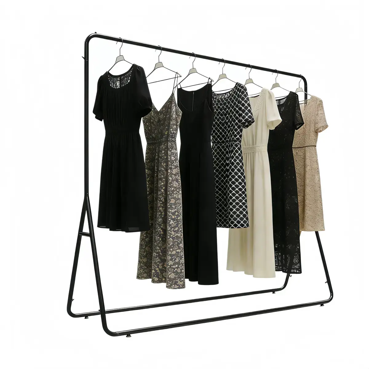 Portant vêtement droit minimaliste fixe noir – L 120 x P 40 x H 160 cm - Portants à vêtements droits-2